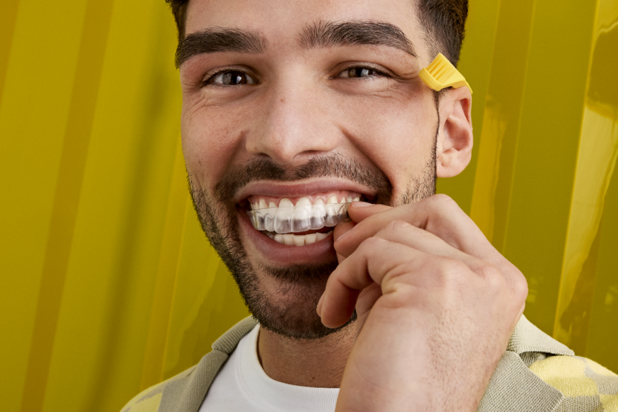 A guy using Clear Aligners for Teeth straighning