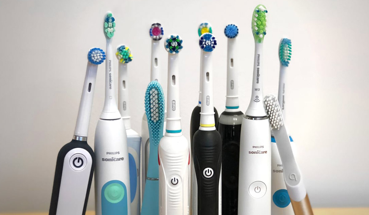 Various types of electric toothbrushes